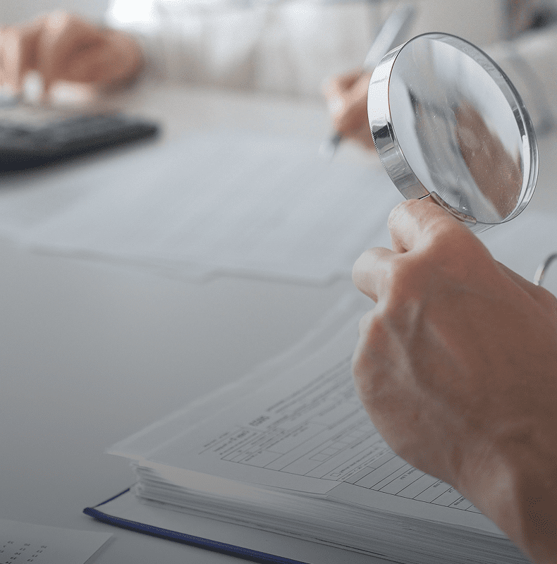 Analyzing documents with magnifying glass