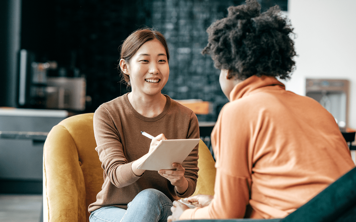 Women having a friendly conversation