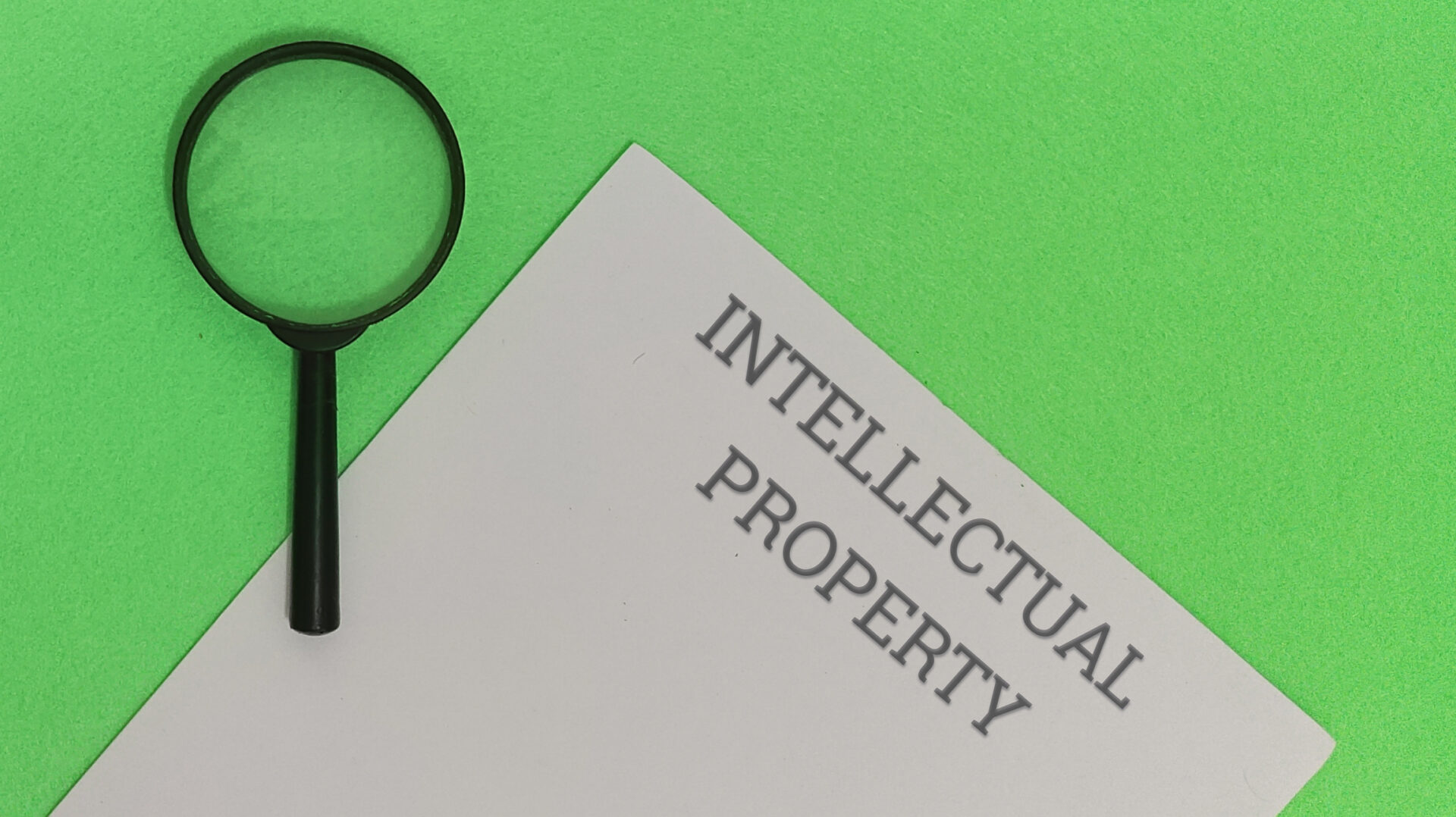Intellectual property document on green background