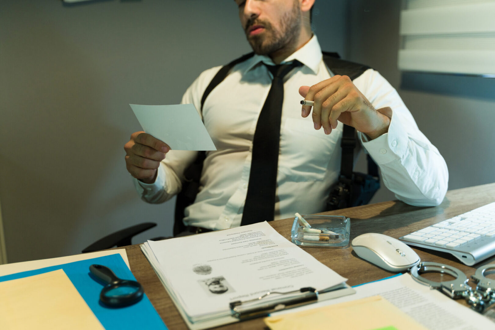 Professional analyzing a document